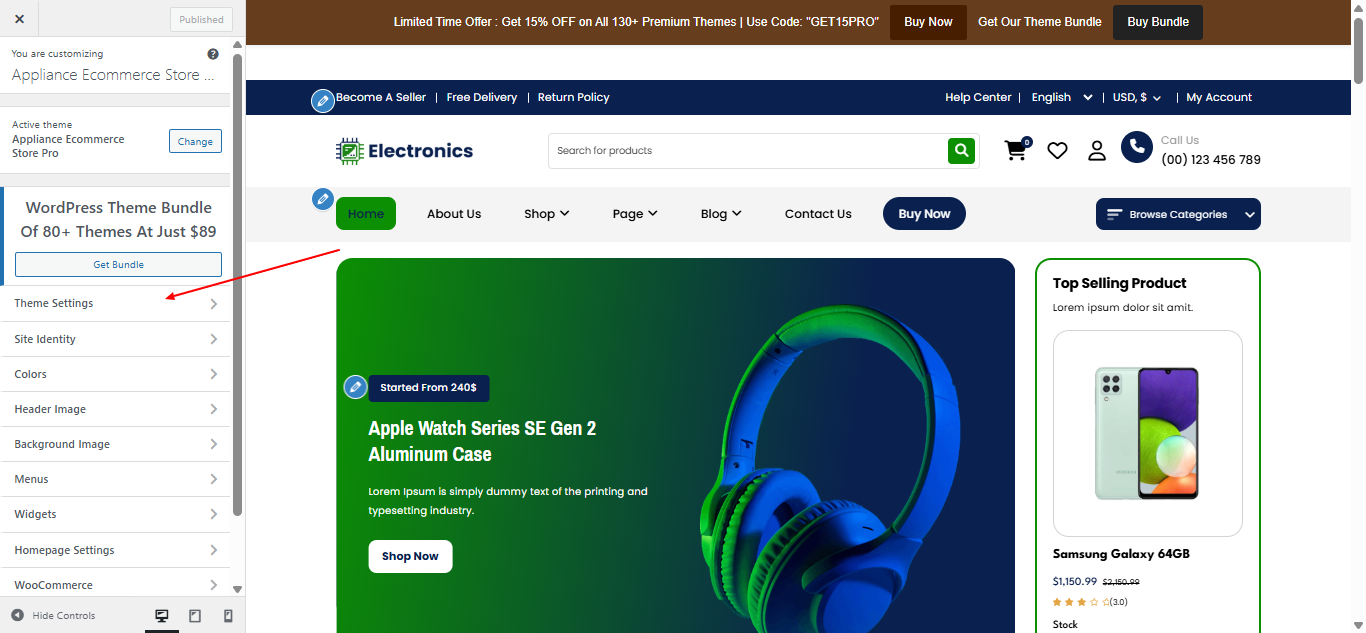 Section reordering screenshot