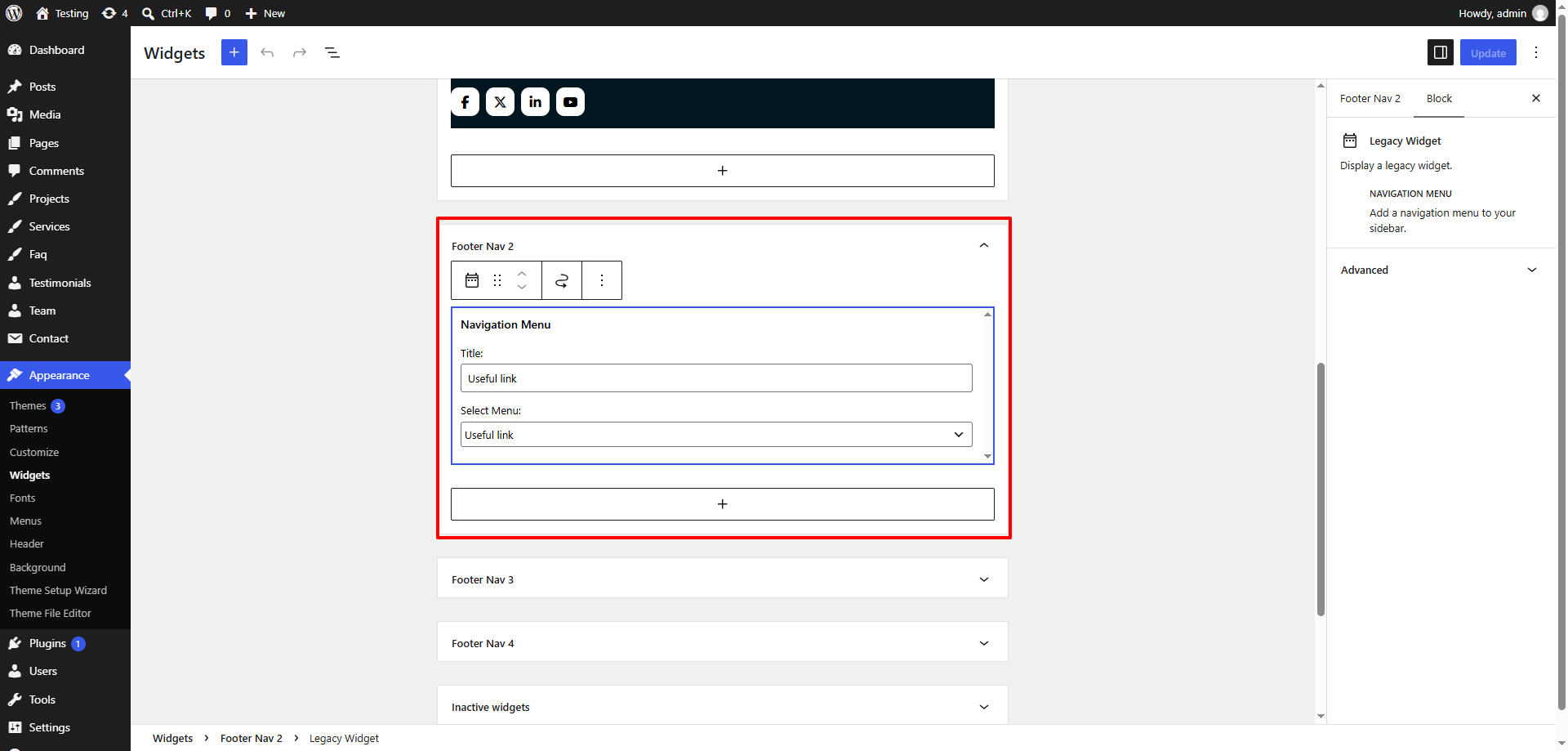 Footer Column Example