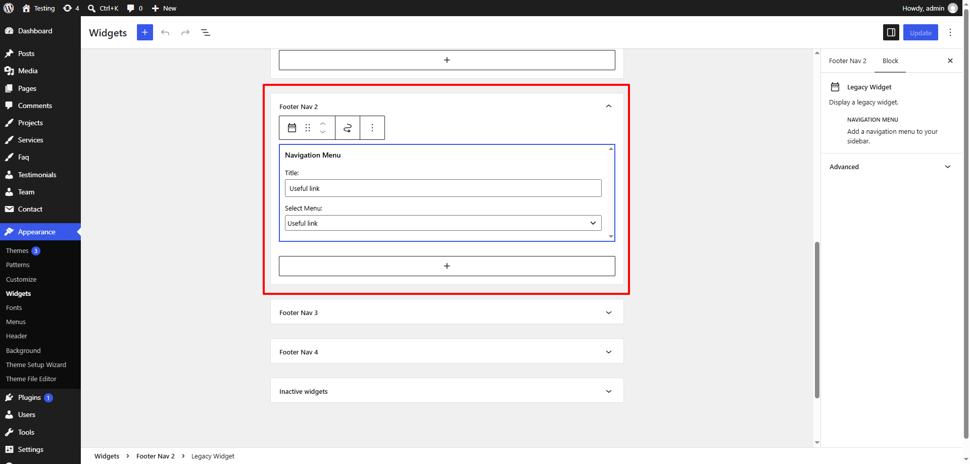 Footer Navigation Menu