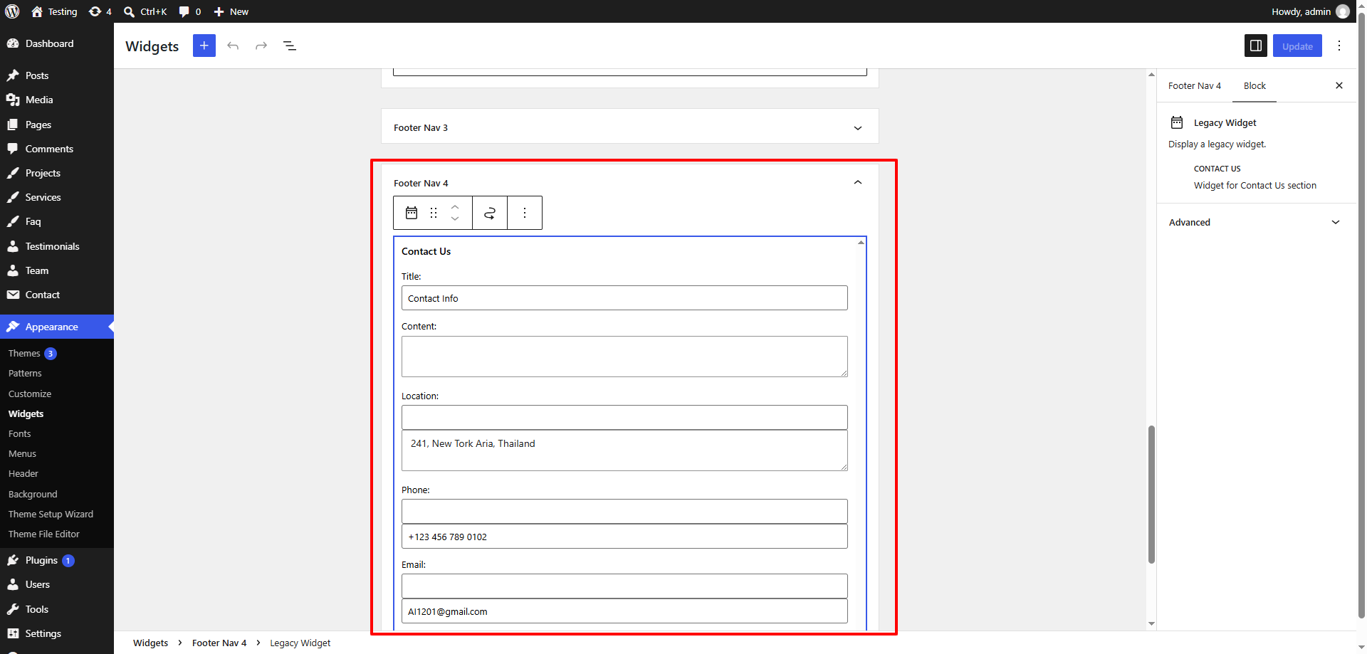 Footer Display