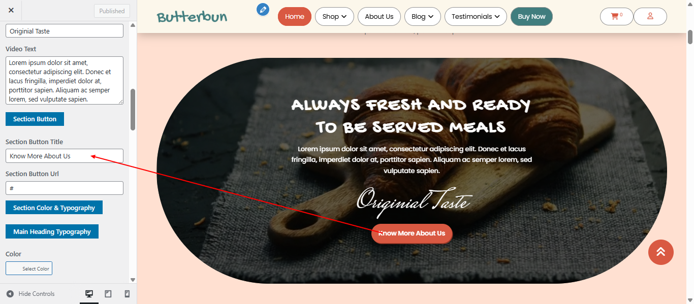 about Us settings screenshot