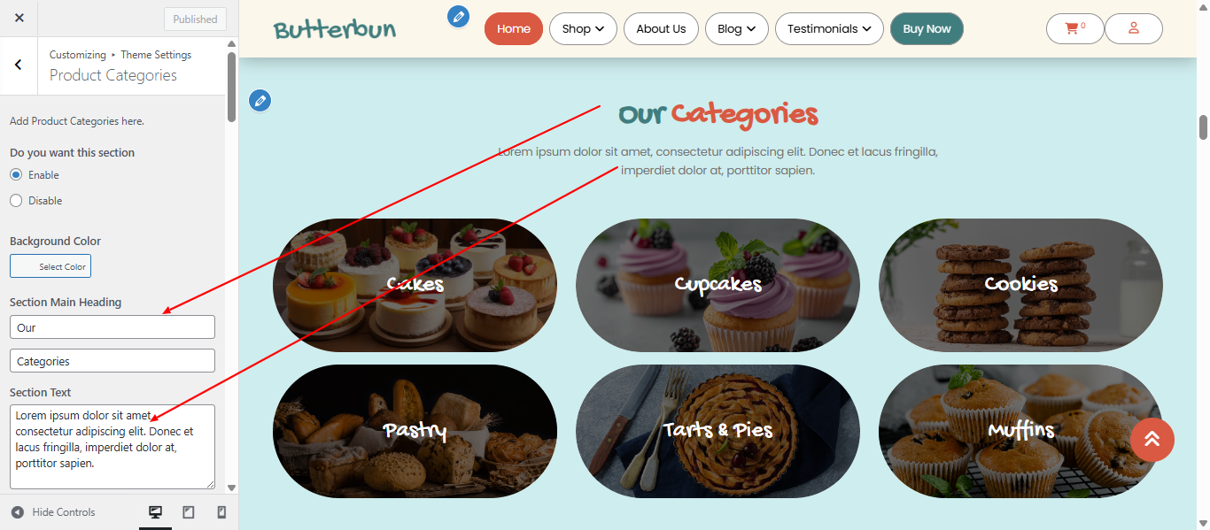 category layout screenshot