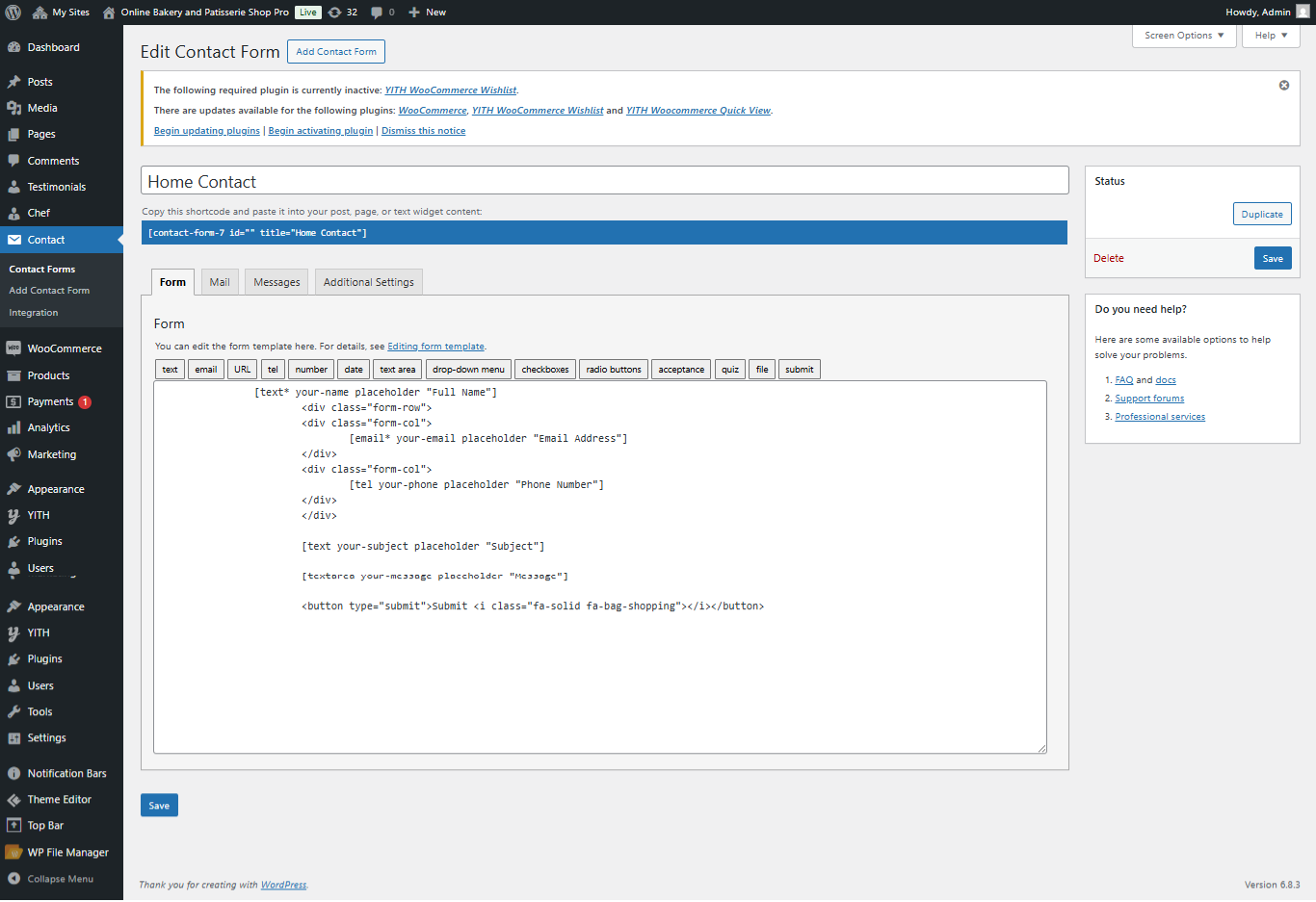 contact-us styling screenshot