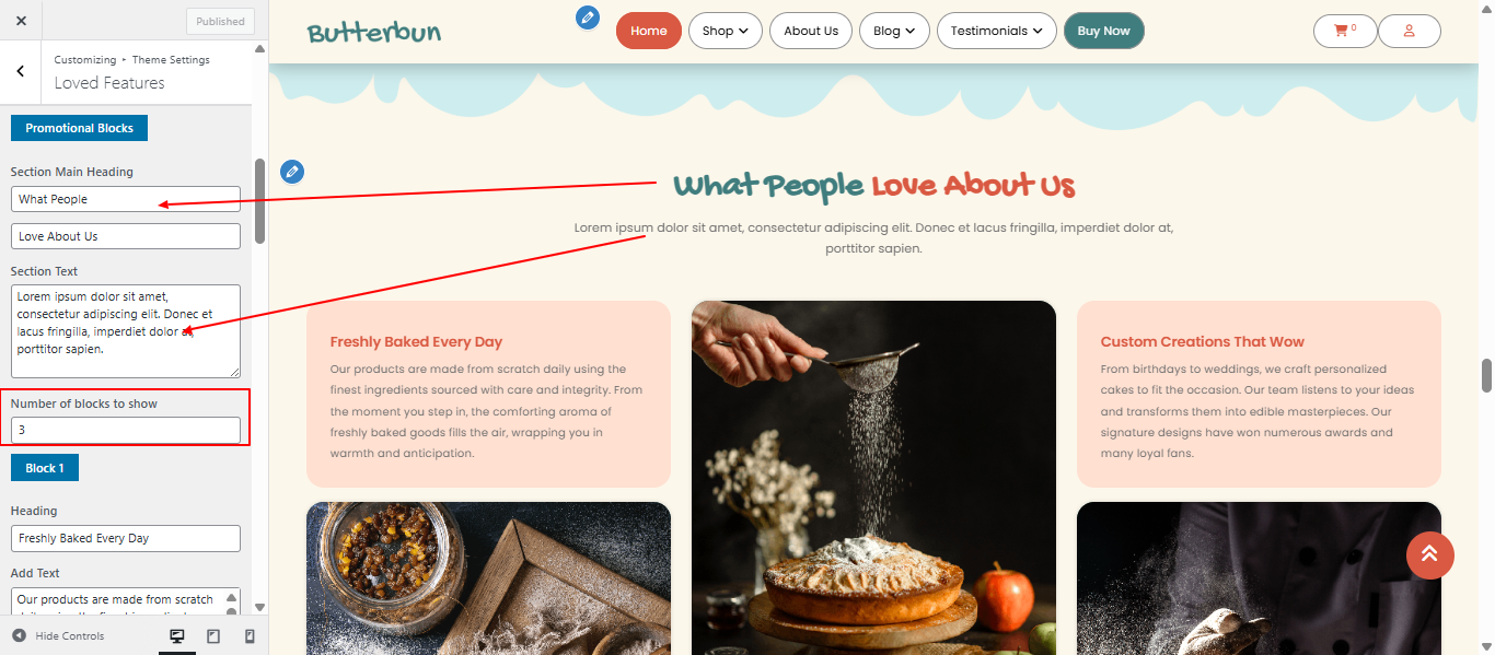 loved-features layout screenshot
