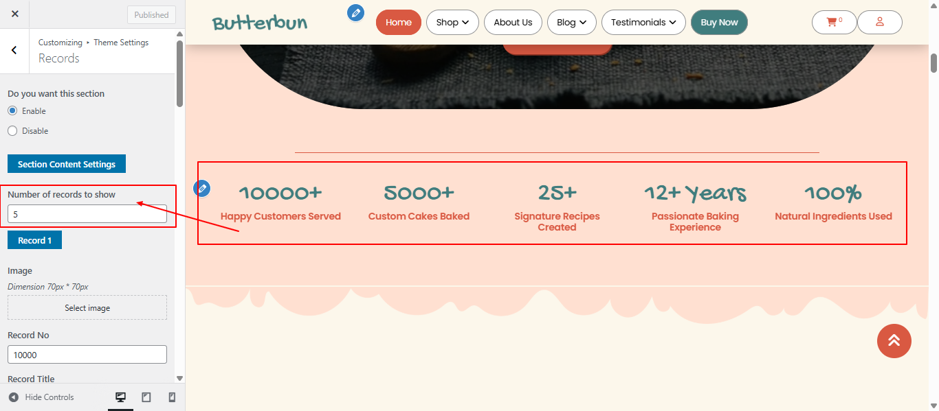 records layout screenshot