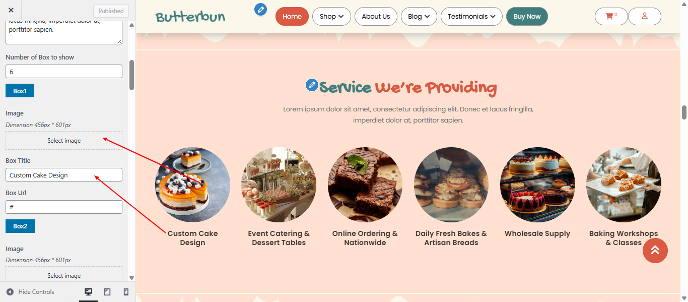 services layout screenshot