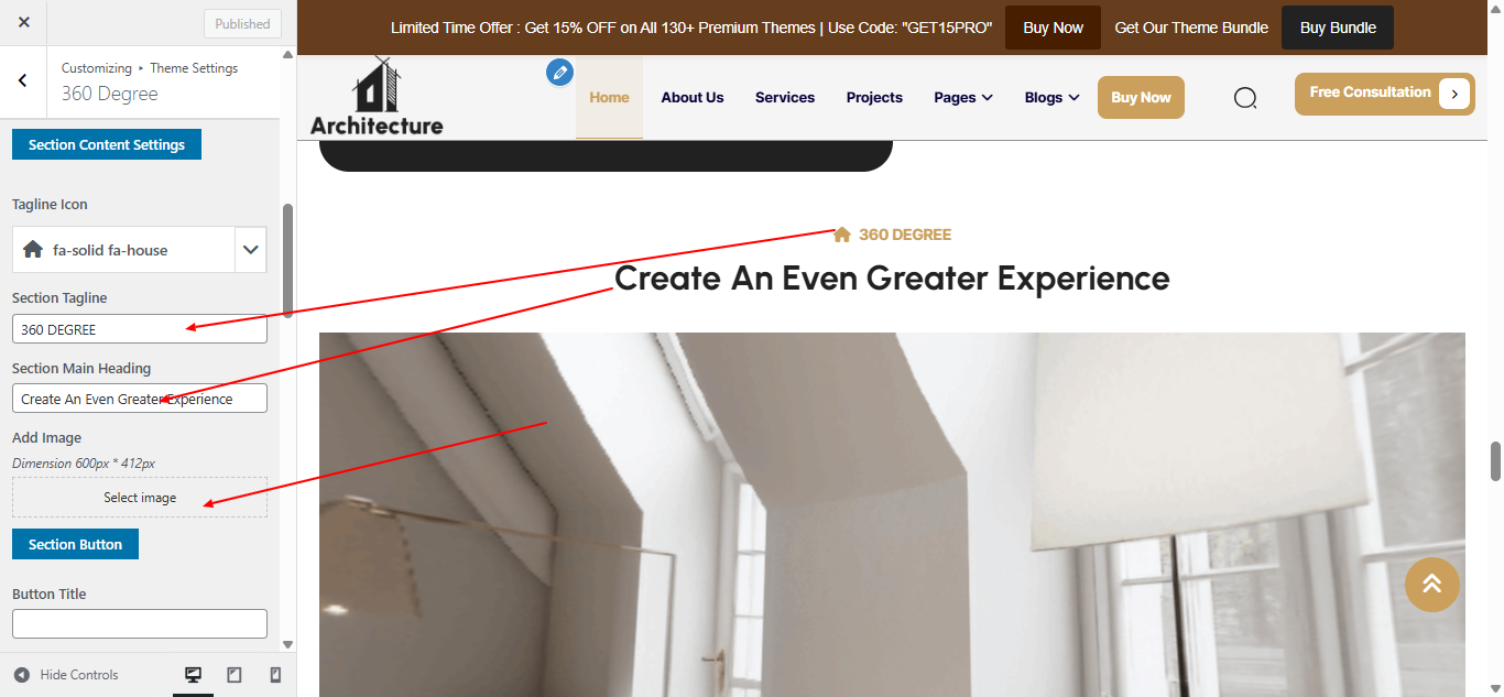 360-degree layout screenshot