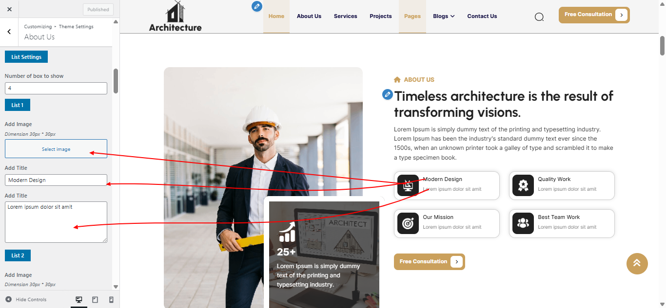 about Us settings screenshot