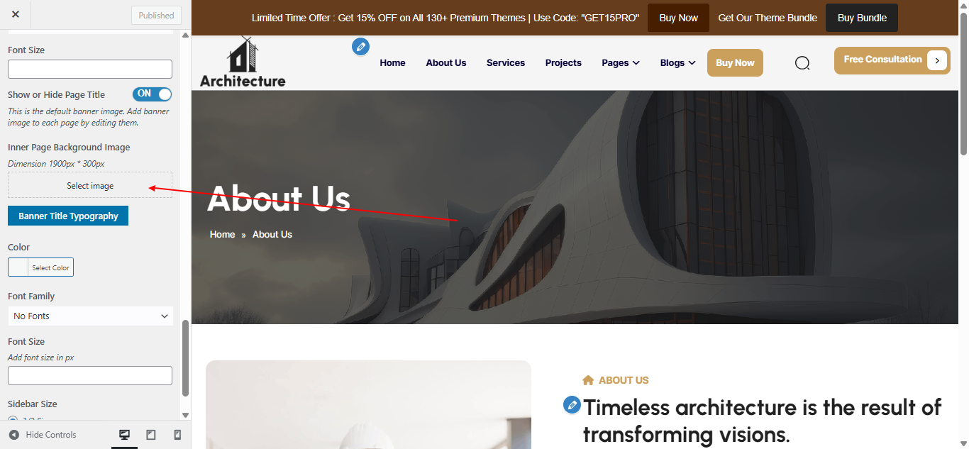 Default page banner screenshot