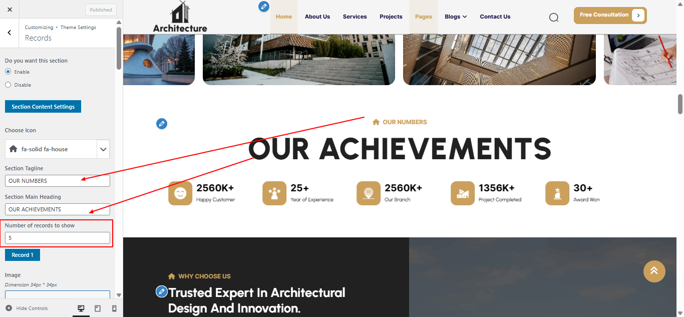 records layout screenshot