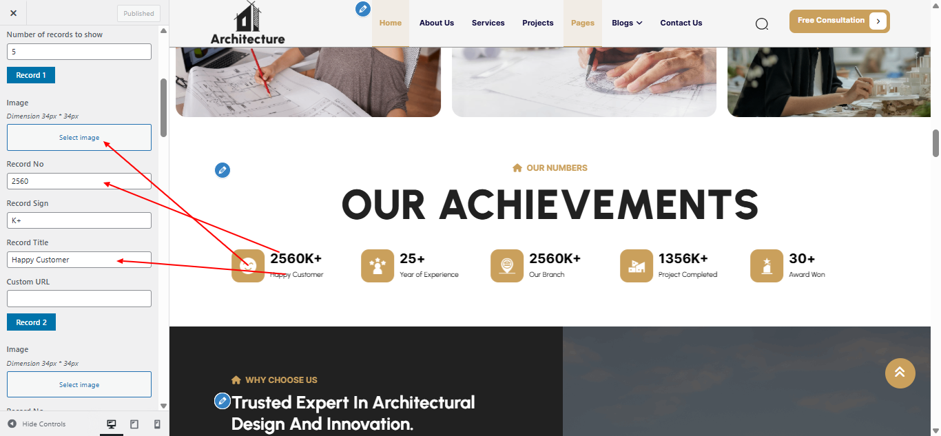 records layout screenshot