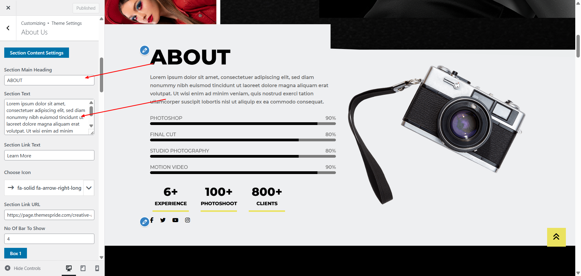 about Us layout screenshot