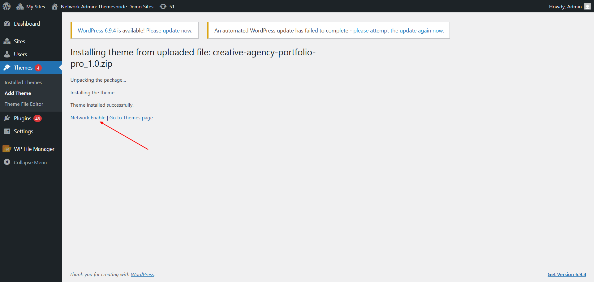 Upload Theme Screenshot