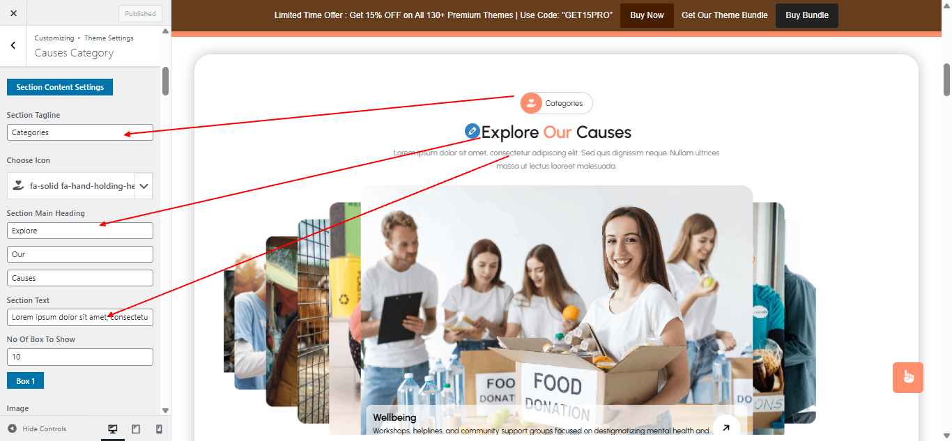 categoriess layout screenshot