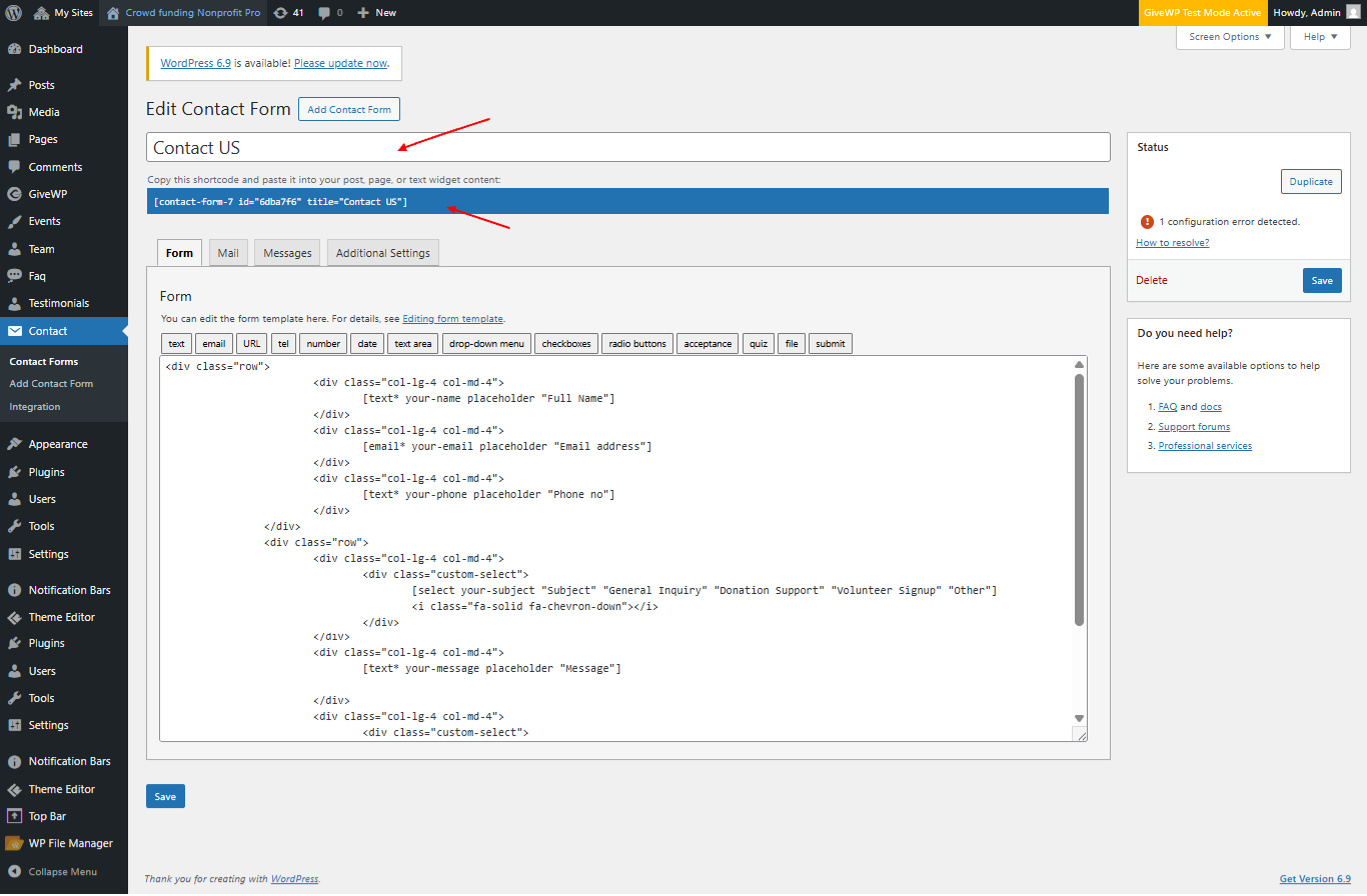 contact-us styling screenshot