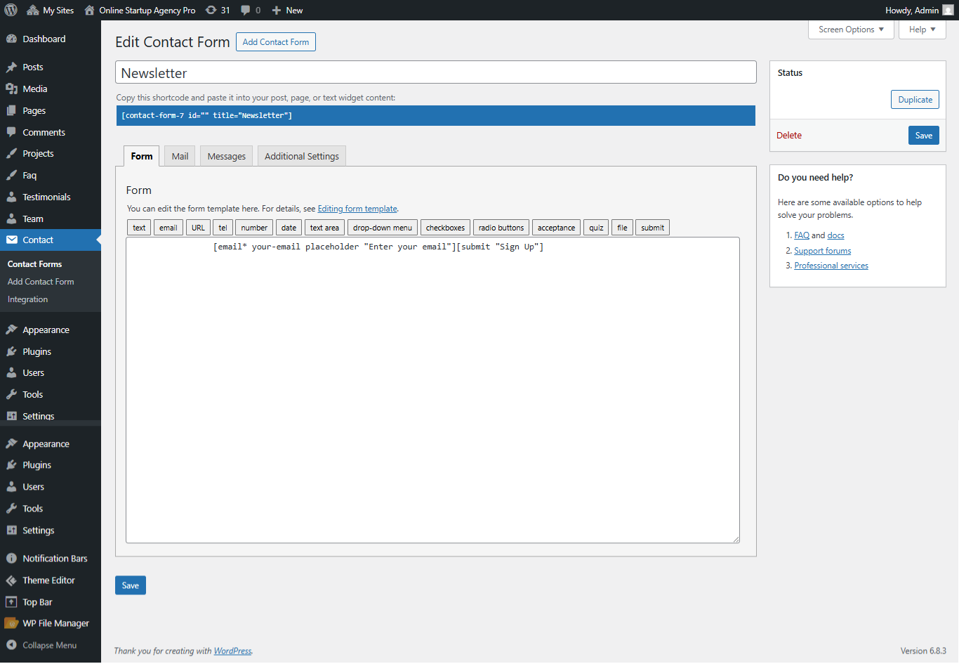newsletter styling screenshot