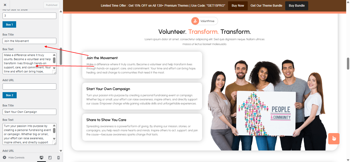 volunthrive Us layout screenshot
