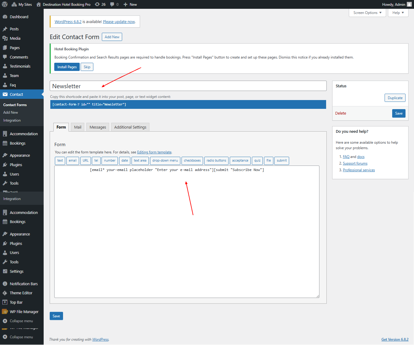 Newsletter styling screenshot