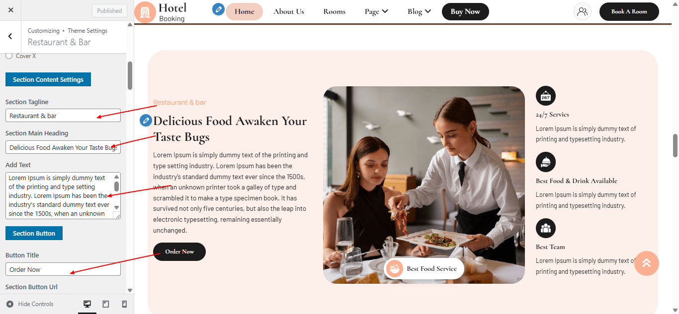 restaurant Us layout screenshot