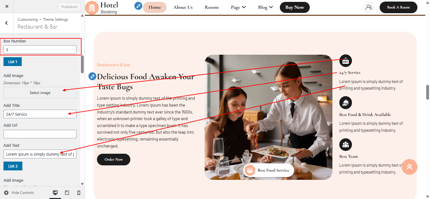 restaurant Us settings screenshot