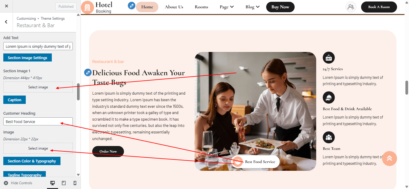restaurant Us settings screenshot