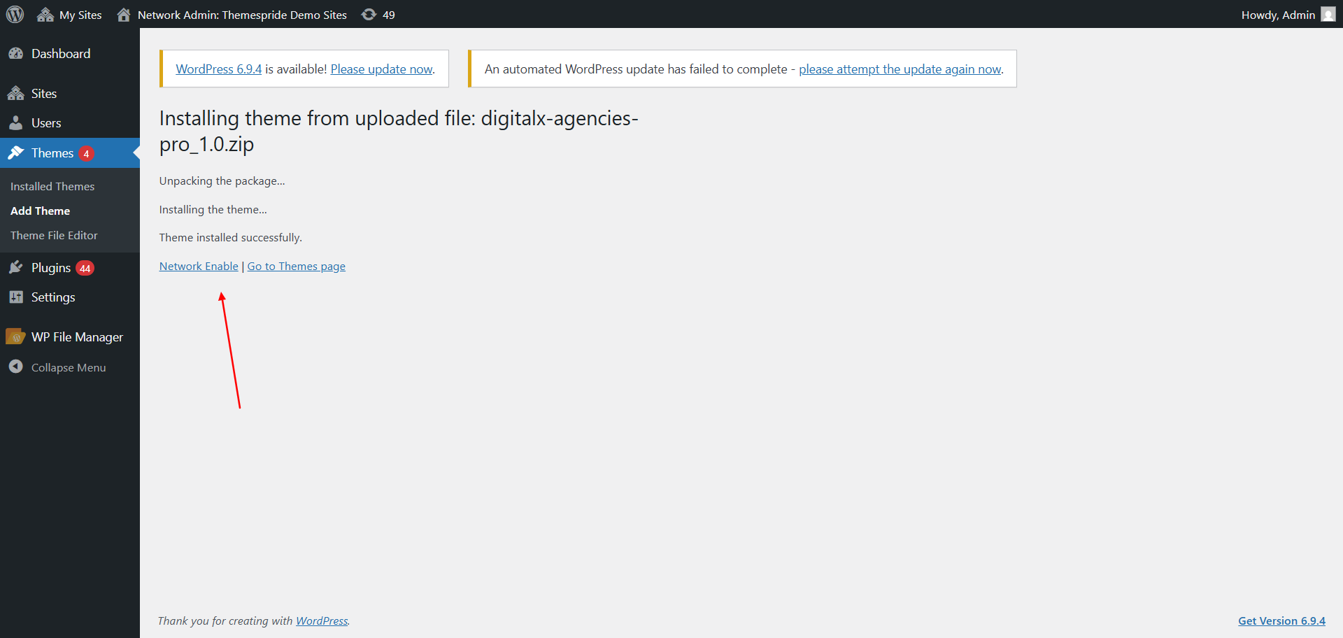 Upload Theme Screenshot