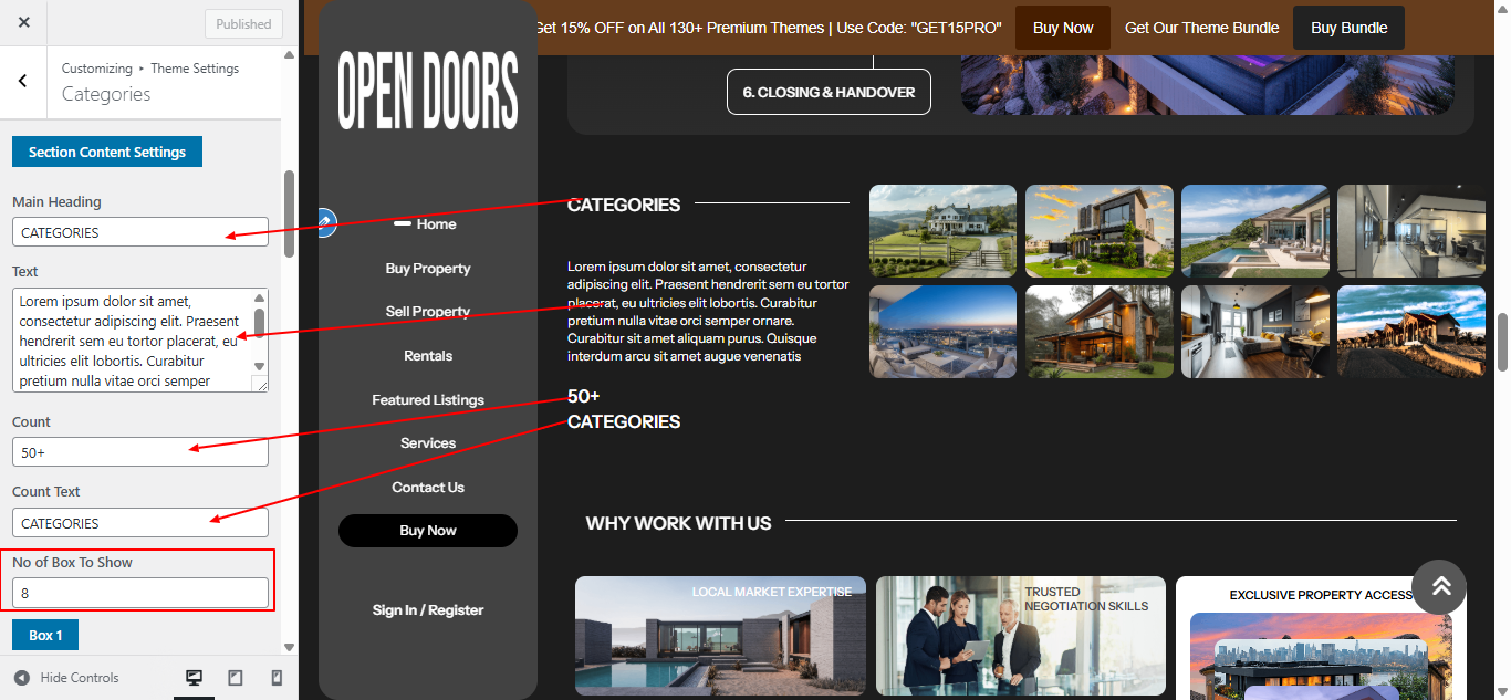 categoriess layout screenshot