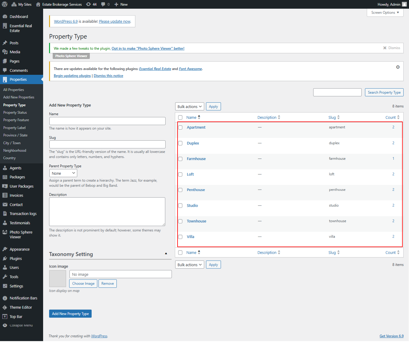 categoriess layout screenshot