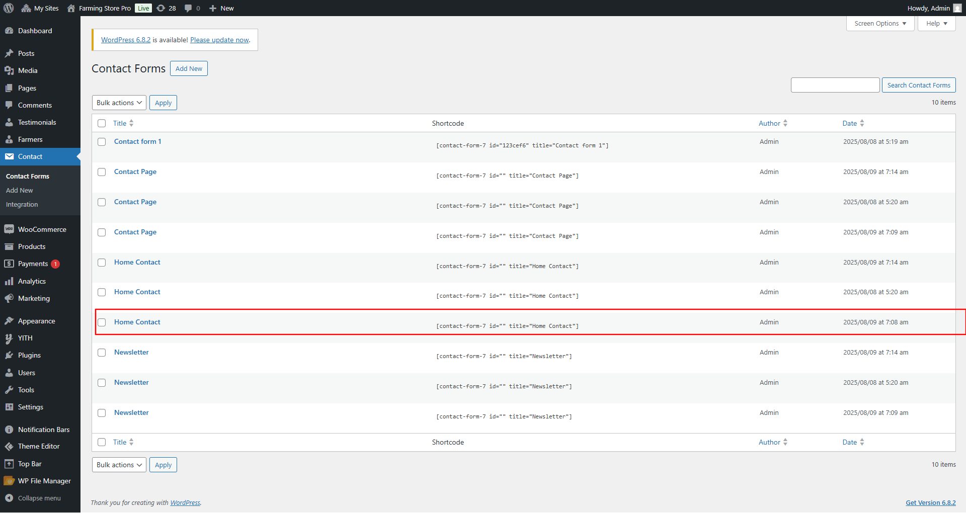 contact-us settings screenshot