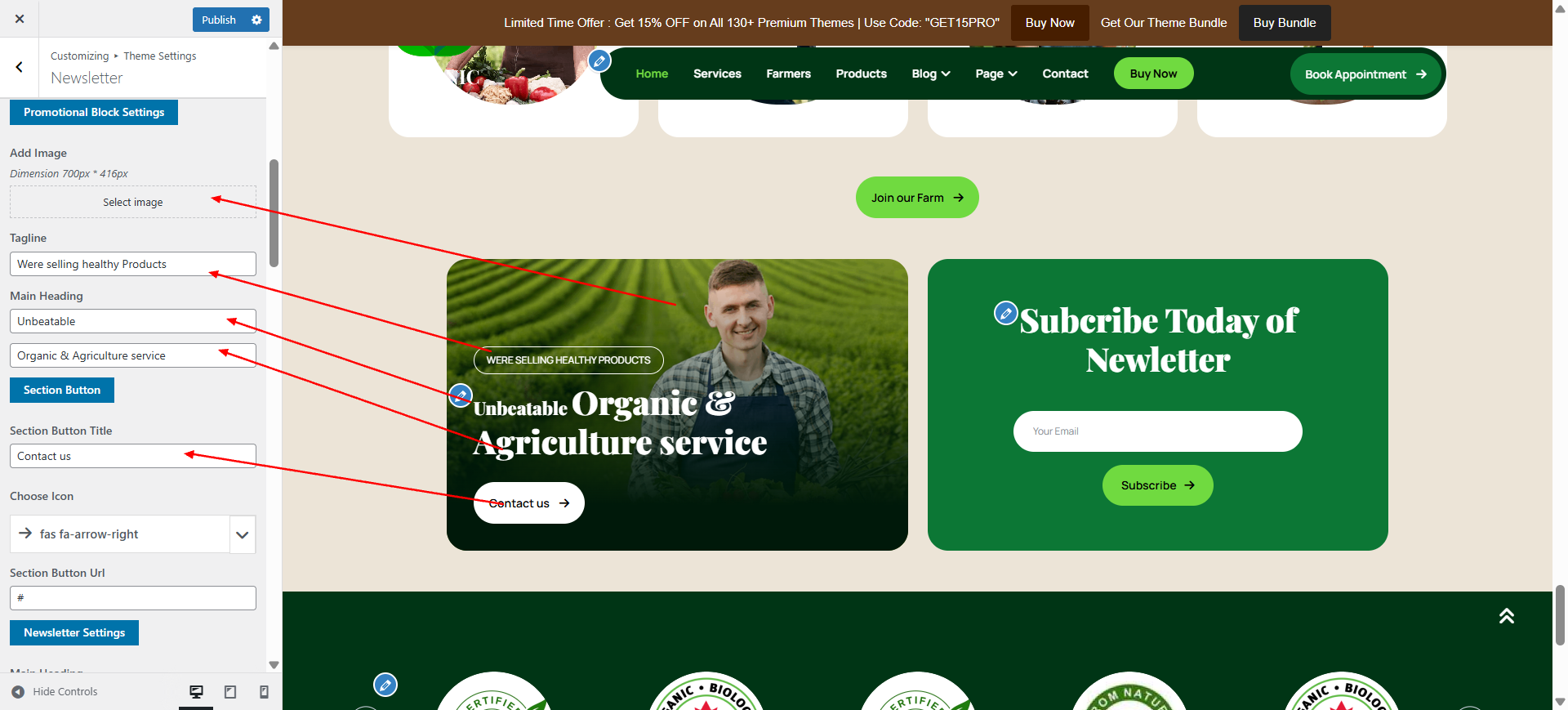 Newsletter form setup screenshot