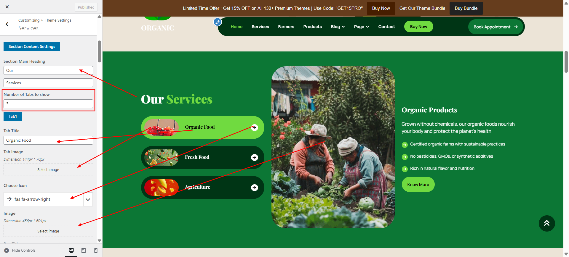 Services layout screenshot