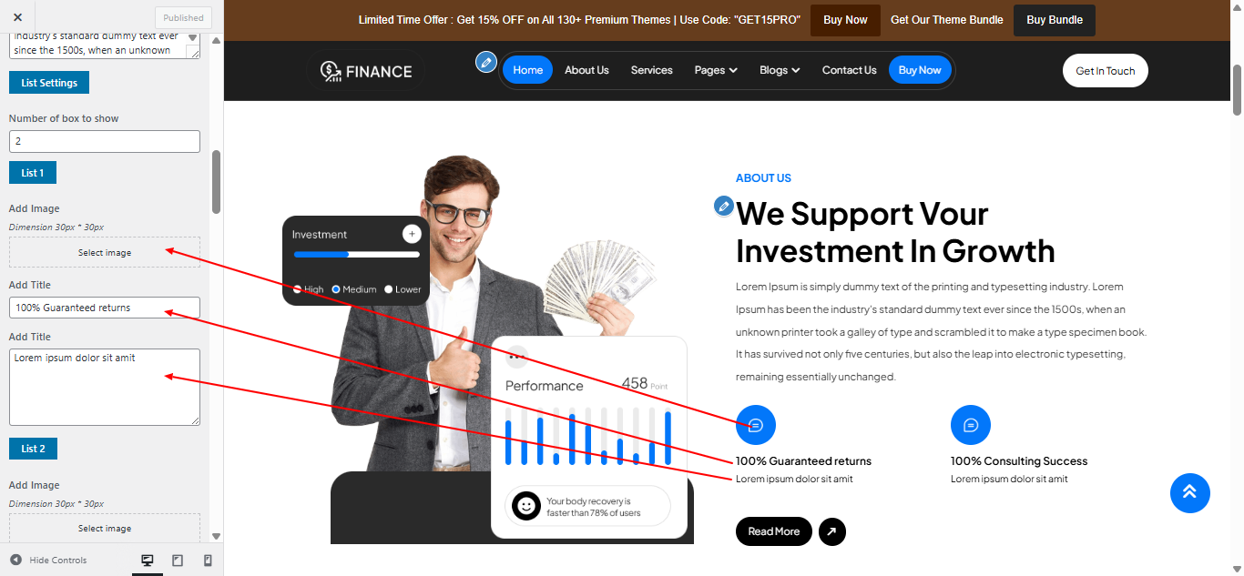 about Us settings screenshot