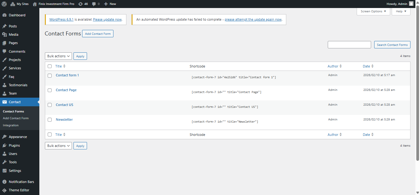 newsletter settings screenshot