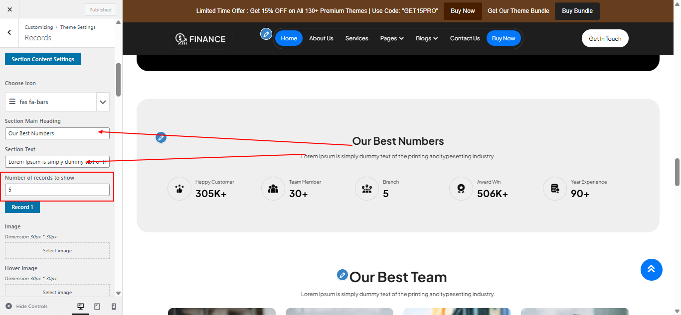 records layout screenshot