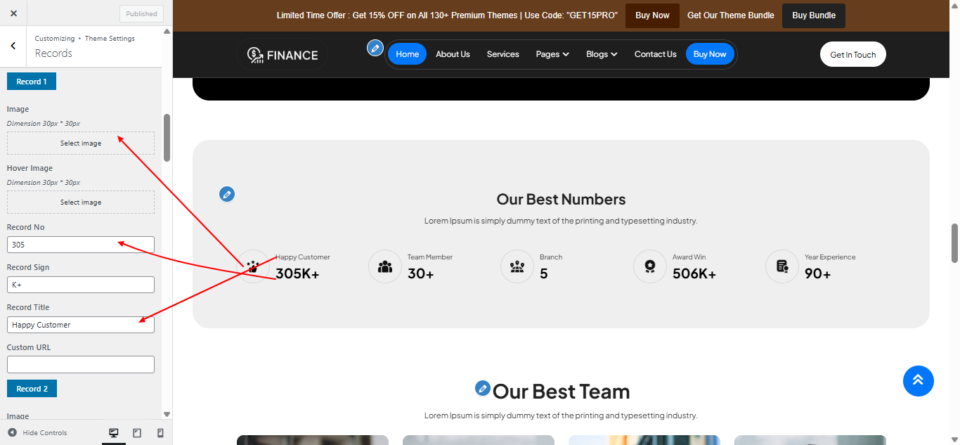 records layout screenshot