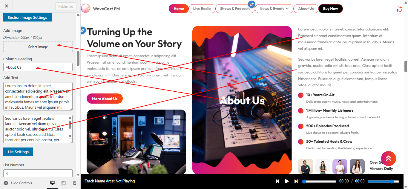about Us layout screenshot