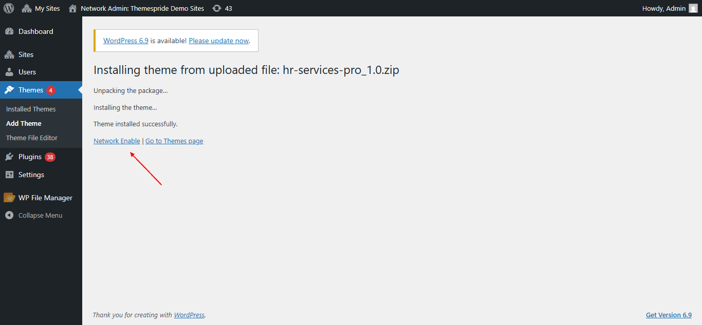 Upload Theme Screenshot