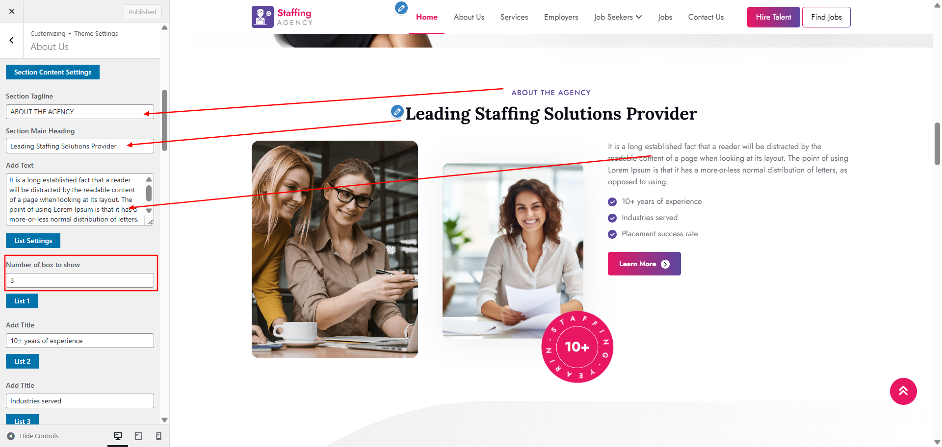 about Us layout screenshot