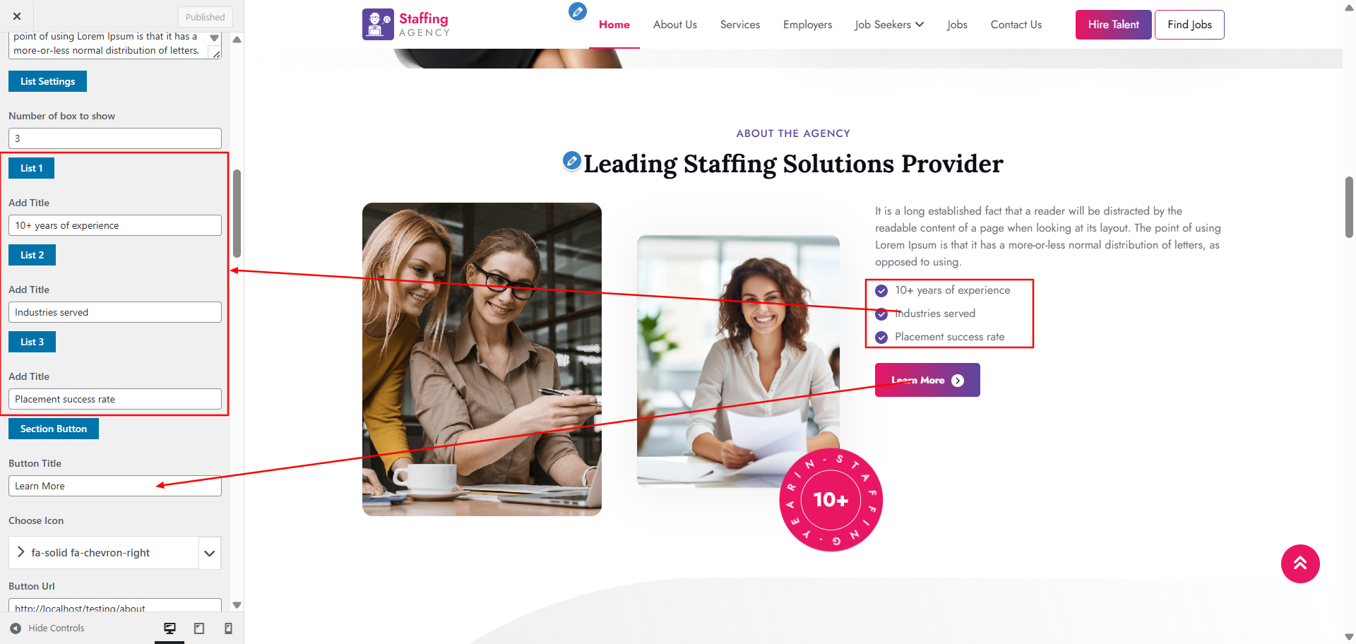 about Us settings screenshot