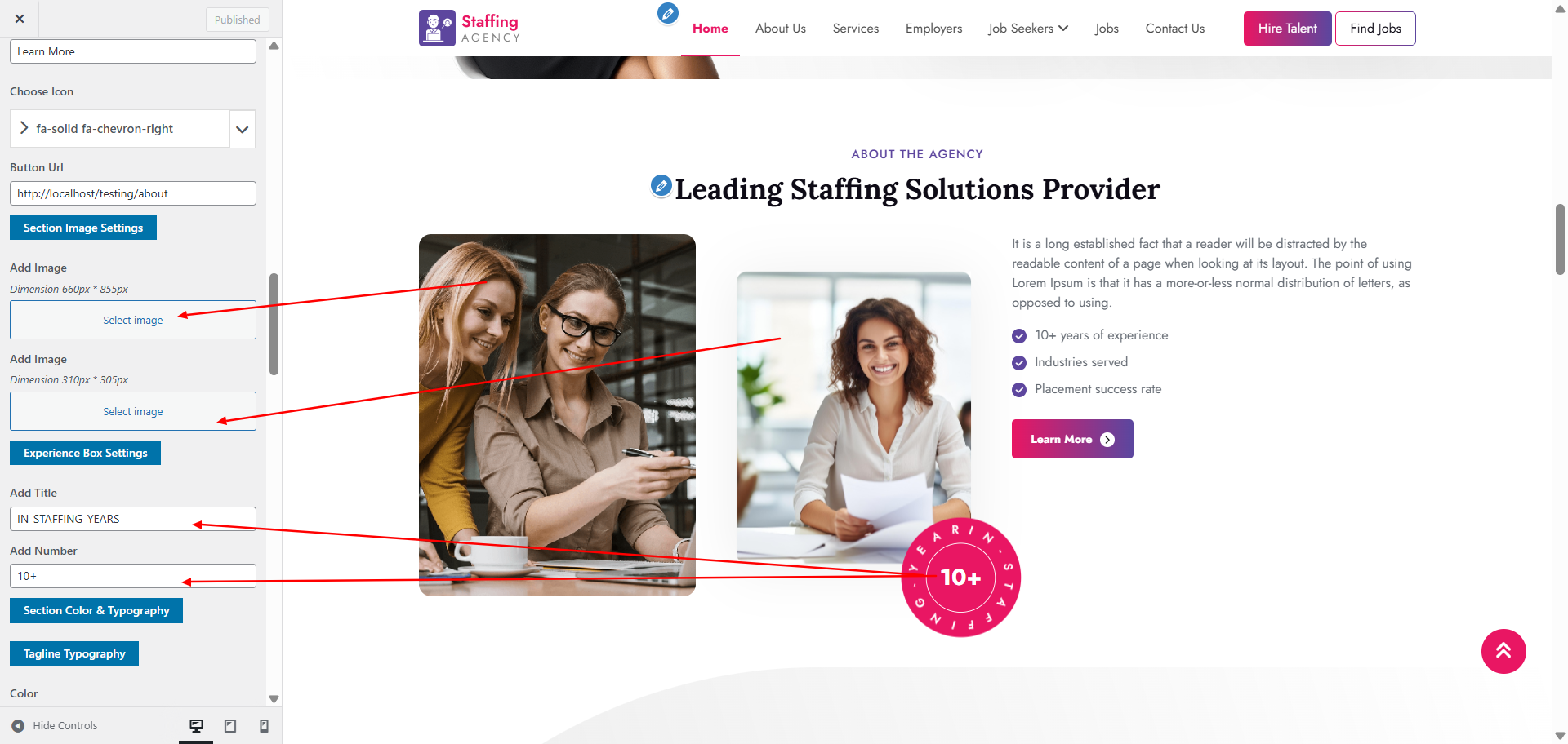about Us settings screenshot