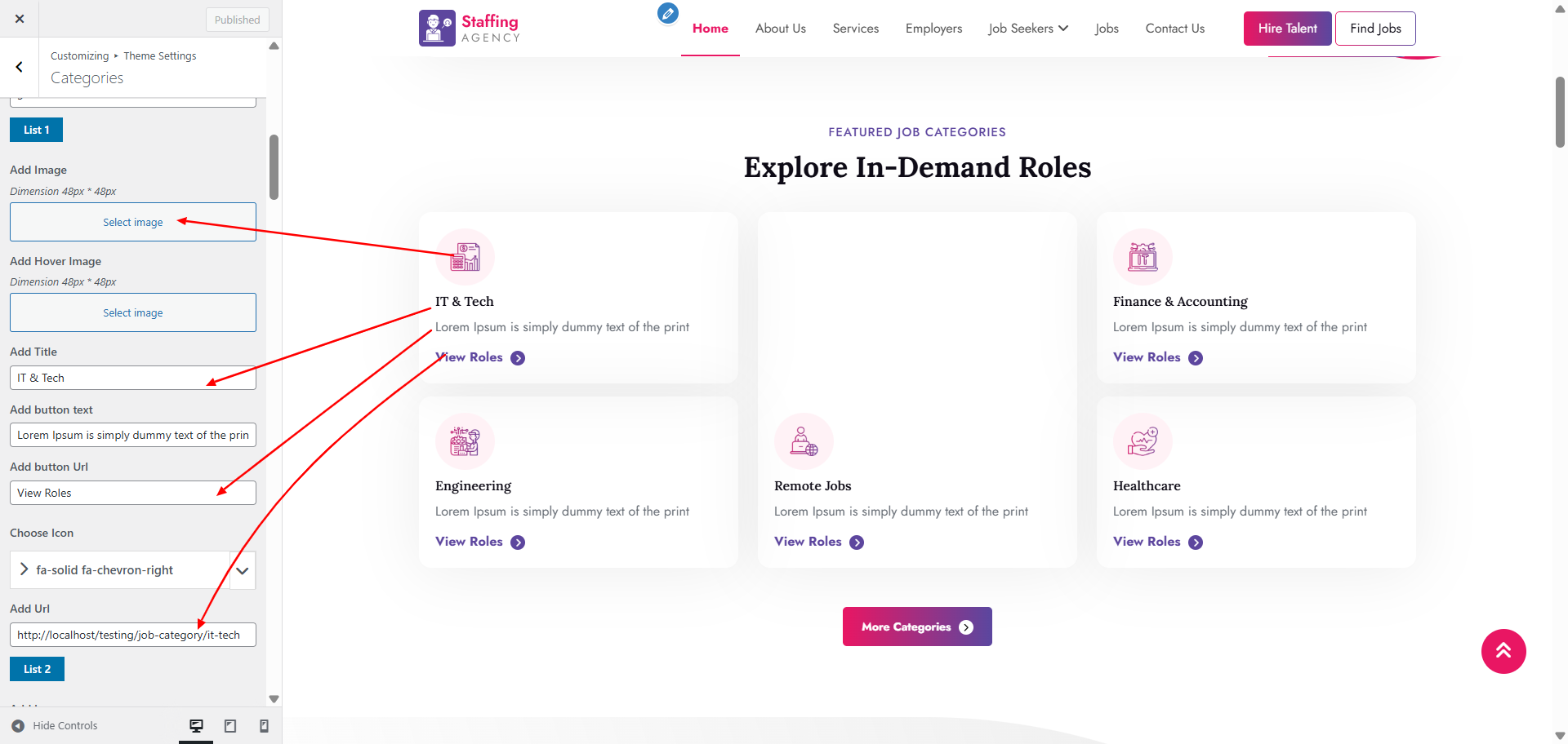 categories layout screenshot