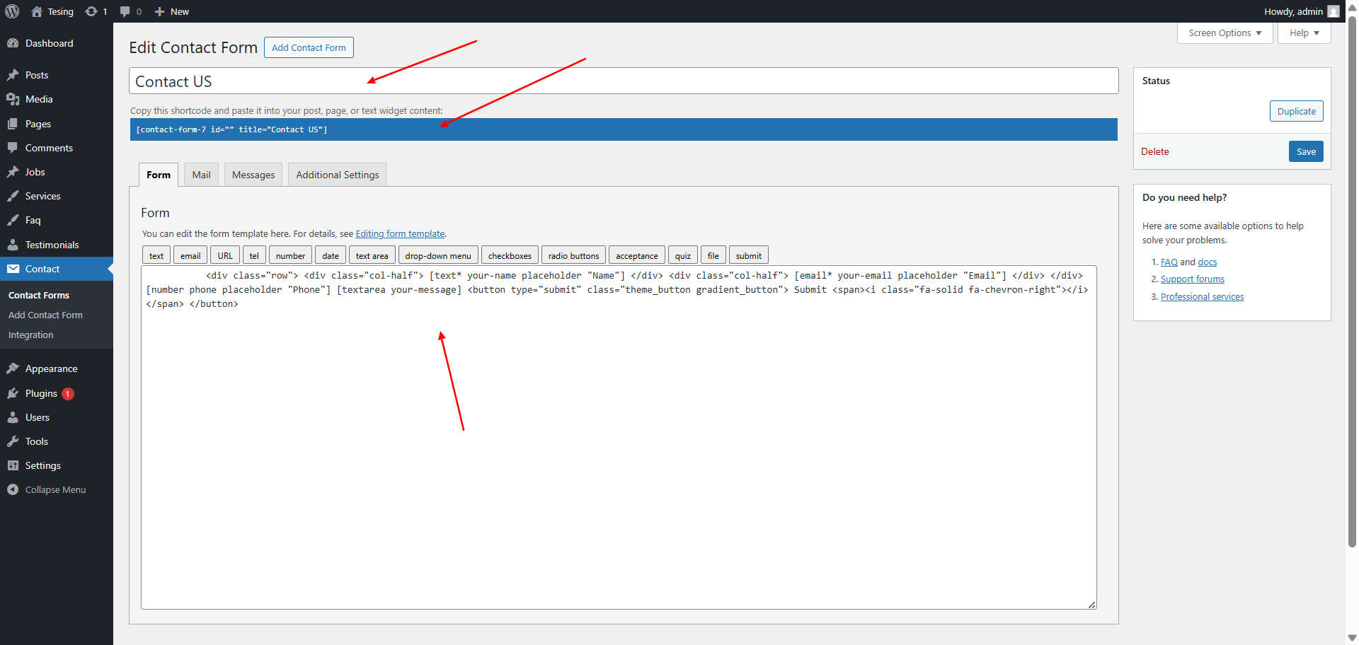 contact settings screenshot