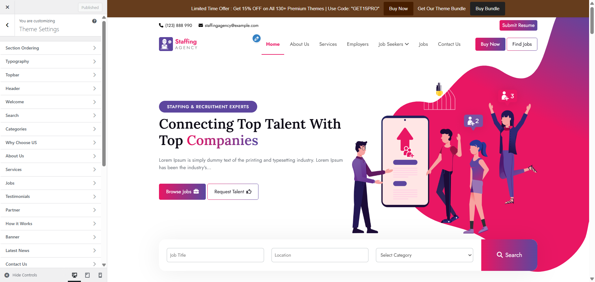 Section reordering screenshot
