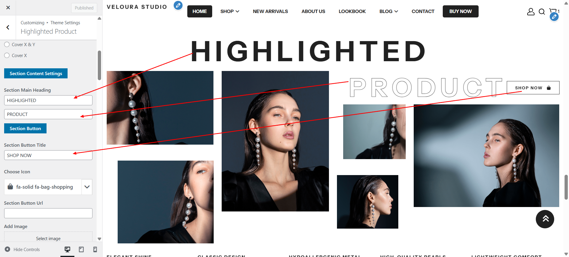 highlighted-product layout screenshot