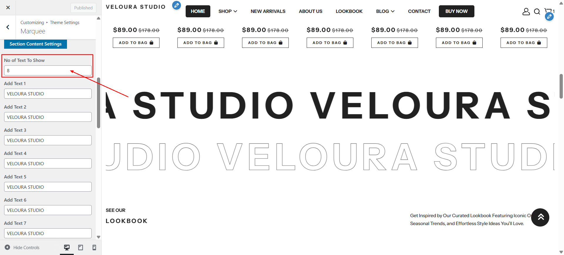 marquee layout screenshot