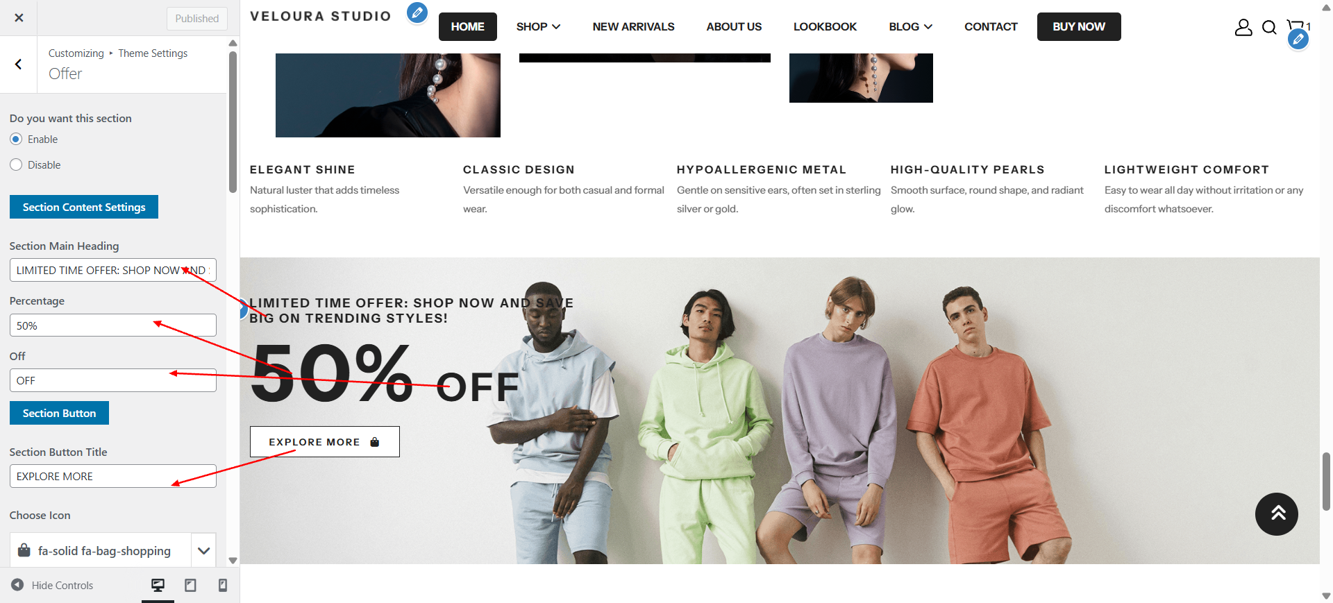 offer layout screenshot