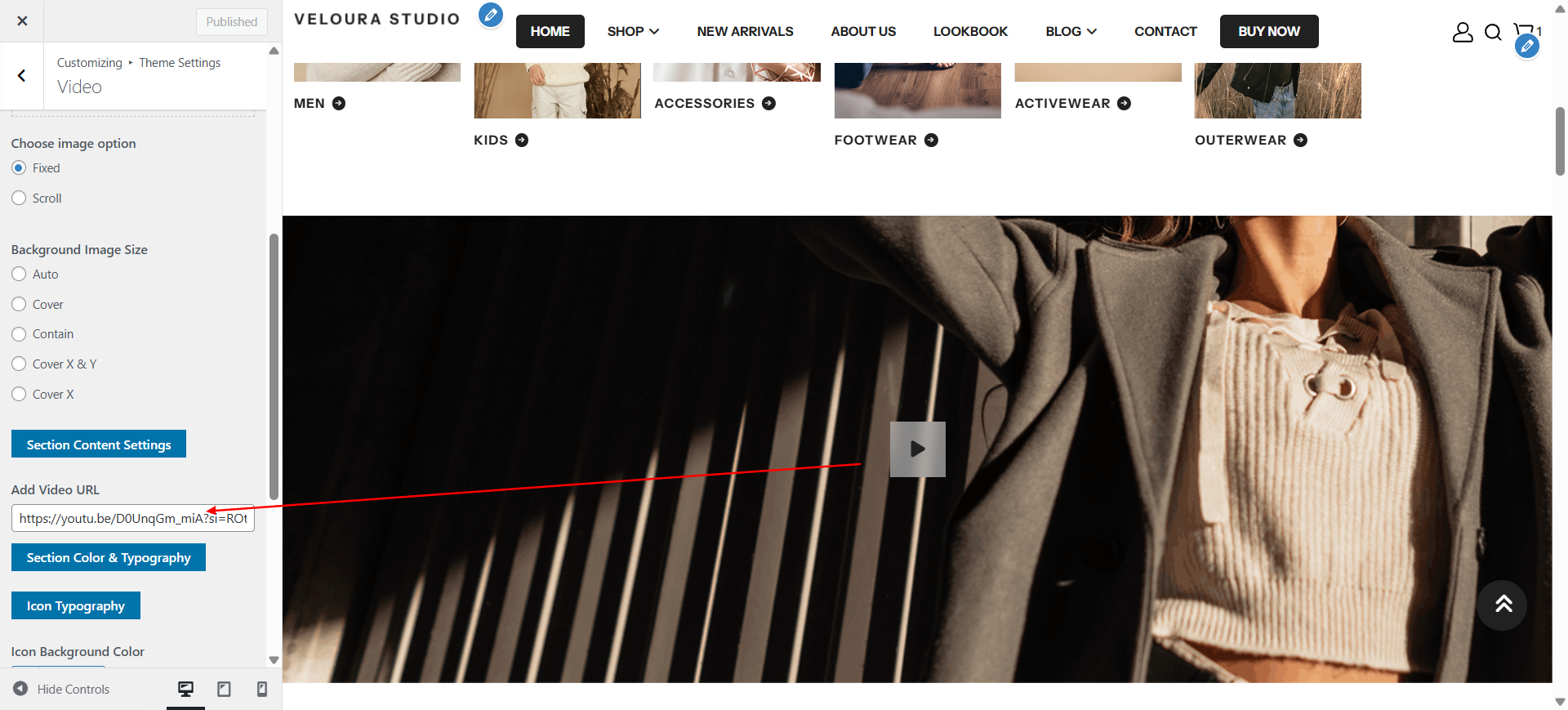 video layout screenshot