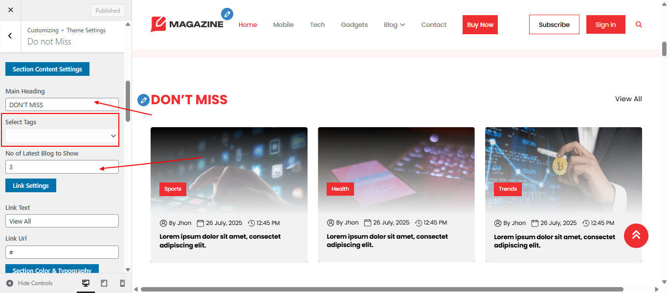 Don't Miss section screenshot
