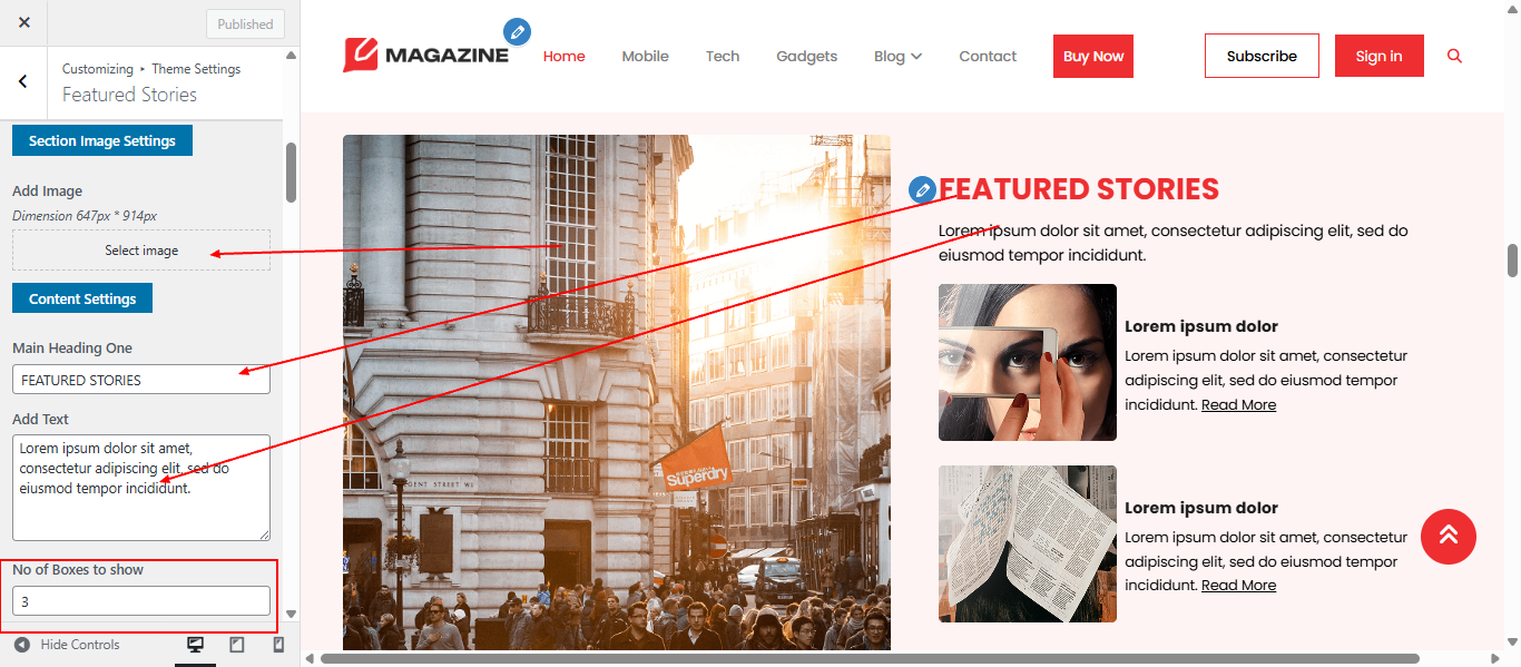 Featured Stories layout screenshot