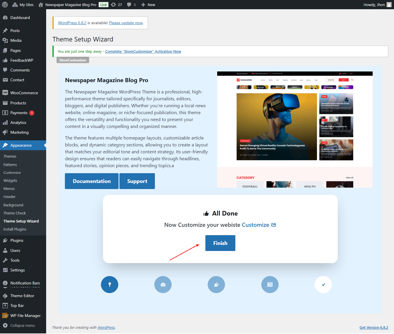 Finish screenshot